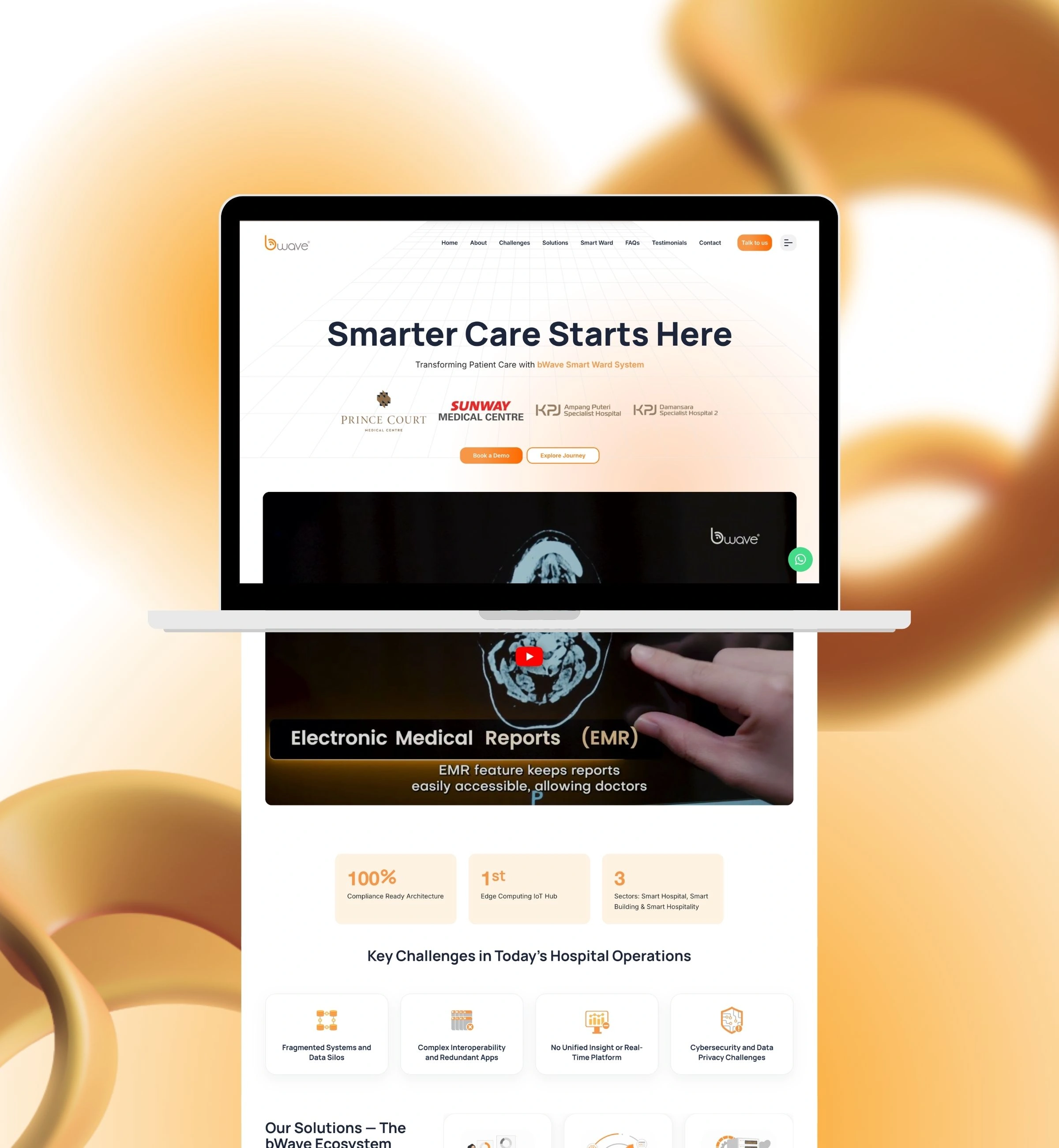 BWave smart healthcare and IoT website design by NMOR Studio