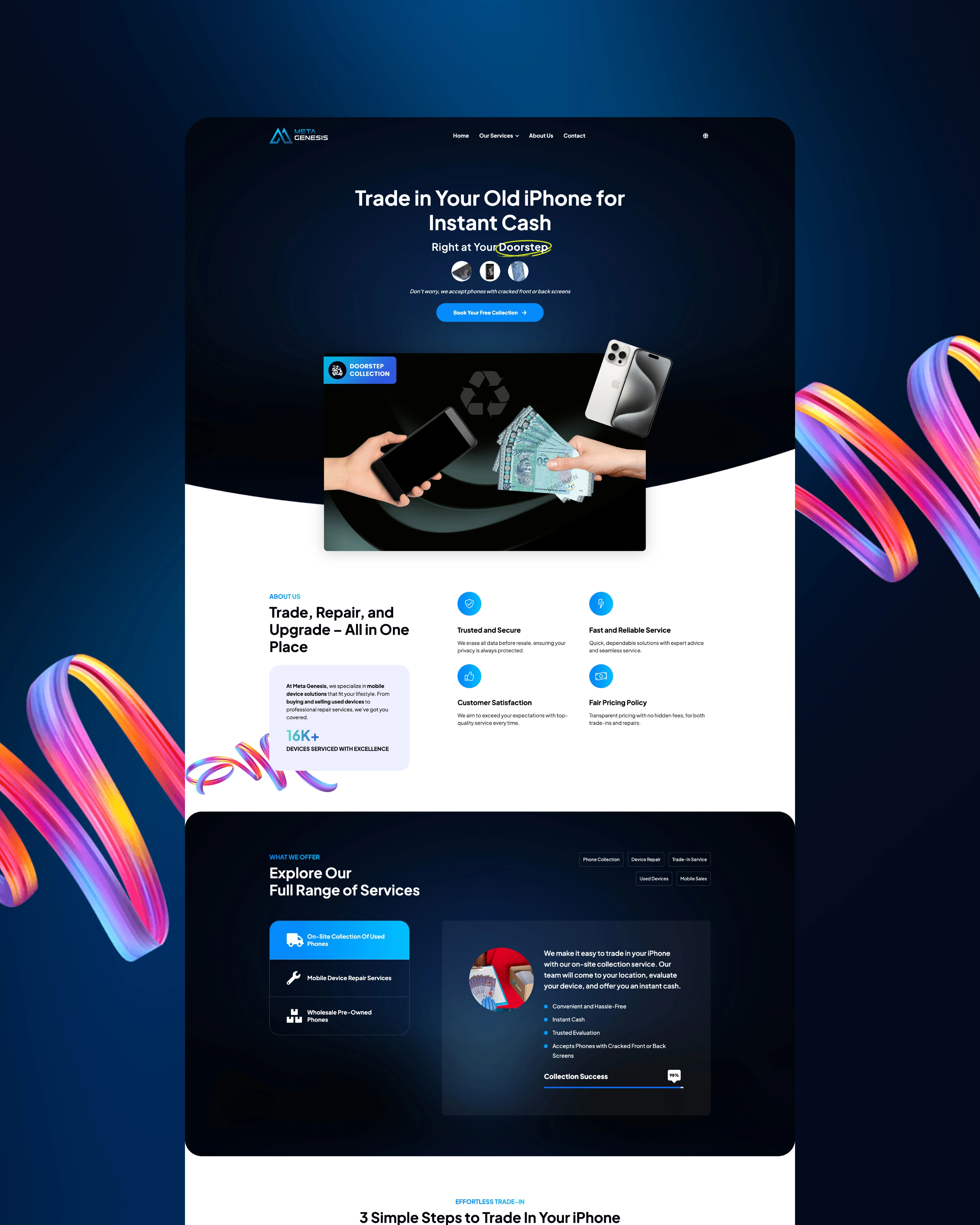 Meta Genesis — Device Trade-In and Used Mobile Phone Website Design